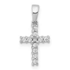 14k White Gold 1/10 carat Lab Grown Diamond VS/SI+ G+ Complete Latin Cross Pendant