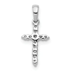 10K White Gold Polished Diamond Cross Pendant