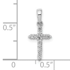 10K White Gold Polished Diamond Cross Pendant