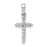 10K White Gold Polished Diamond Cross Pendant