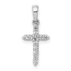 10K White Gold Polished Diamond Cross Pendant