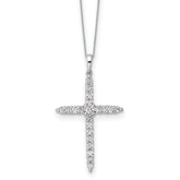 14k White Gold 1 carat Lab Grown Diamond VS/SI+ G+ Complete 18 inch Cross Pendant Necklace