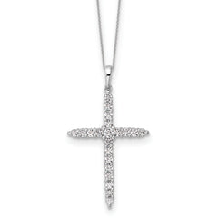 14k White Gold 1 carat Lab Grown Diamond VS/SI+ G+ Complete 18 inch Cross Pendant Necklace
