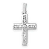 14k White Gold 1/6 carat Lab Grown Diamond VS/SI+ G+ Complete Latin Cross Pendant