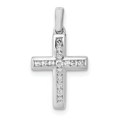 14k White Gold 1/6 carat Lab Grown Diamond VS/SI+ G+ Complete Latin Cross Pendant