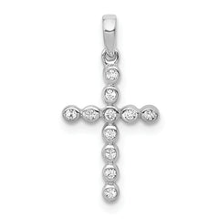 14k White Gold 1/10 carat Lab Grown Diamond VS/SI+ G+ Complete Cross Pendant