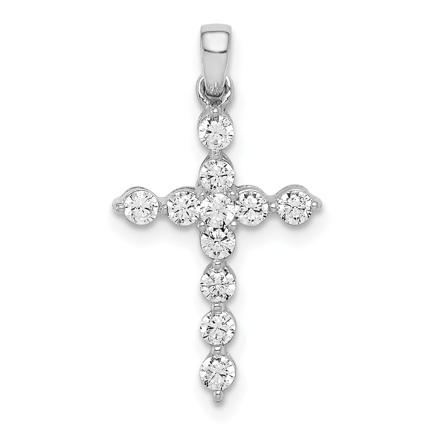 14k White Gold 3/8 carat Lab Grown Diamond VS/SI+ G+ Complete Cross Pendant