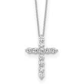 10k White Gold 3/4 carat Lab Grown Diamond VS/SI+ G+ Complete 18 inch Cross Pendant Necklace