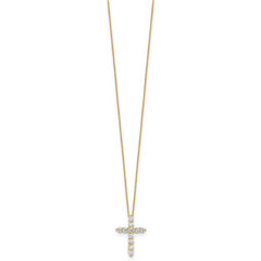10k 3/4 carat Lab Grown Diamond VS/SI+ G+ Complete 18 inch Cross Pendant Necklace
