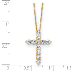 10k 3/4 carat Lab Grown Diamond VS/SI+ G+ Complete 18 inch Cross Pendant Necklace