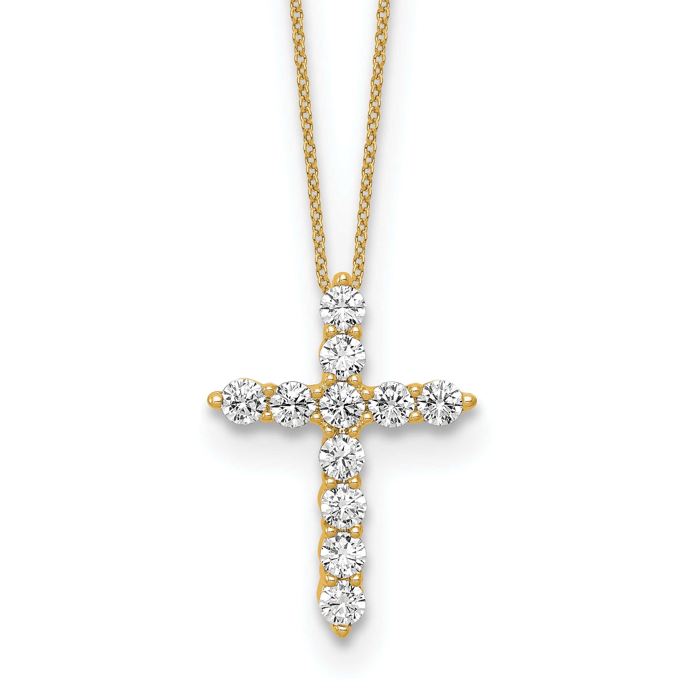 10k 3/4 carat Lab Grown Diamond VS/SI+ G+ Complete 18 inch Cross Pendant Necklace