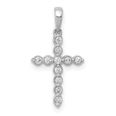 14k White Gold 1/10 carat Lab Grown Diamond VS/SI+ G+ Complete Cross Pendant