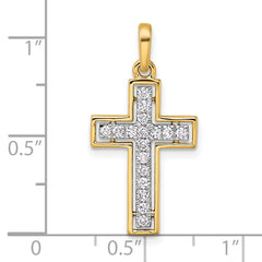14k and Rhodium Diamond Cross Pendant