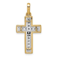 14k and Rhodium Diamond Cross Pendant