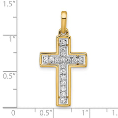 14k and Rhodium Diamond Cross Pendant