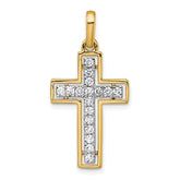 14k and Rhodium Diamond Cross Pendant