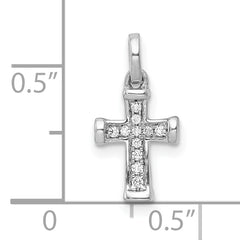 10K White Gold Small 1/20ct. Diamond Latin Cross Pendant