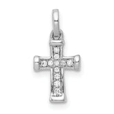 10K White Gold Small 1/20ct. Diamond Latin Cross Pendant