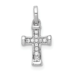 10K White Gold Small 1/20ct. Diamond Latin Cross Pendant