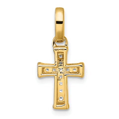 14k Small Diamond Latin Cross Pendant