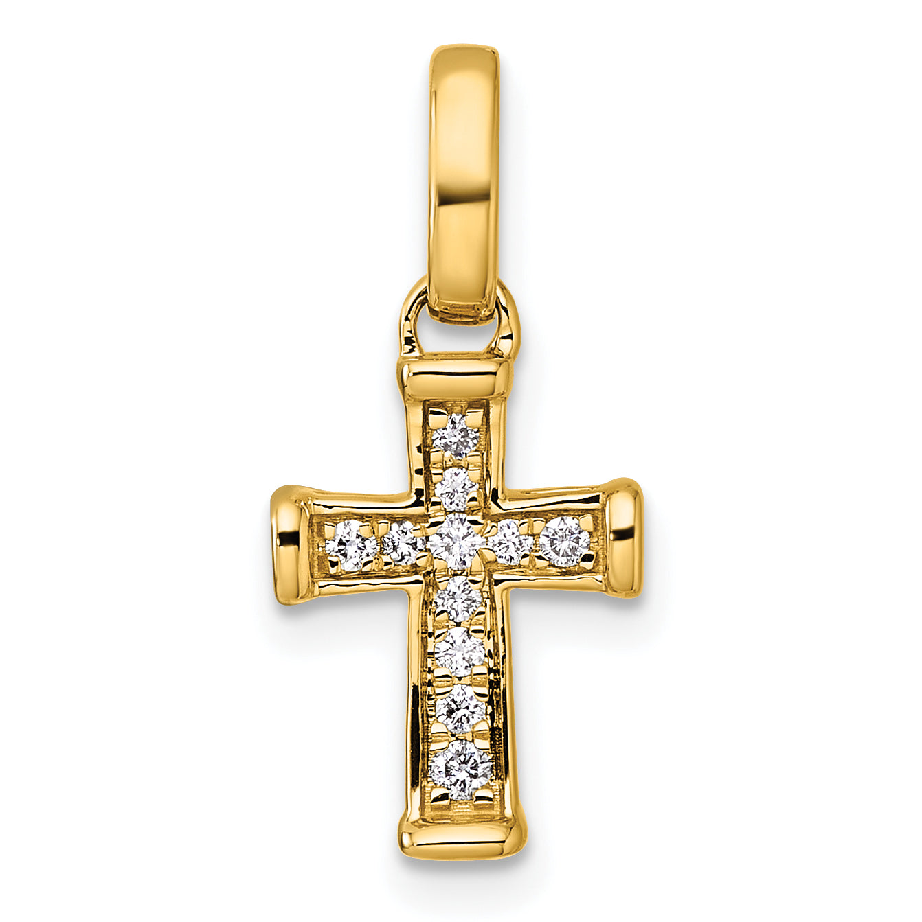 14k Small Diamond Latin Cross Pendant