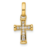 14k Small Diamond Latin Cross Pendant