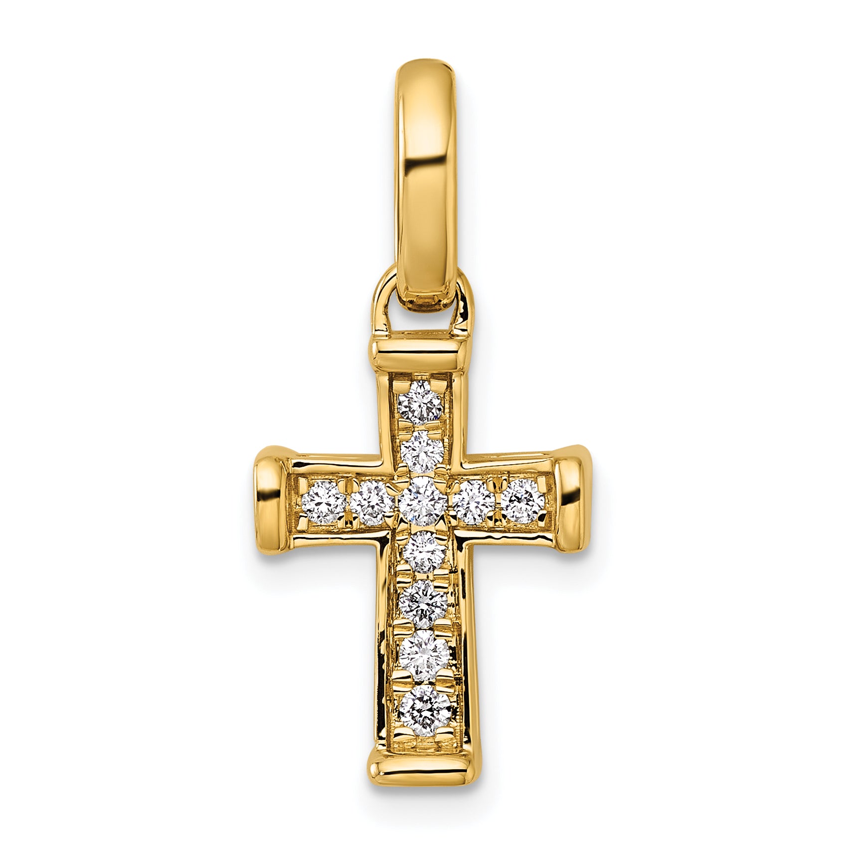 14k Small Diamond Latin Cross Pendant