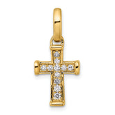 14k Small Diamond Latin Cross Pendant