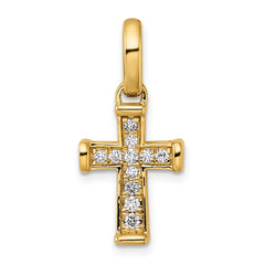 14k Small Diamond Latin Cross Pendant