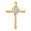 10K .02ct. Diamond Heart Cross Chain Slide