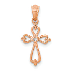 10K Rose Gold Diamond Accented Cross Pendant