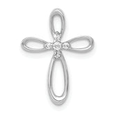 10K White Gold 1/20ct. Diamond Cross Chain Slide