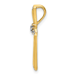 10K 1/20ct. w/Rhodium Diamond Cross Chain Slide