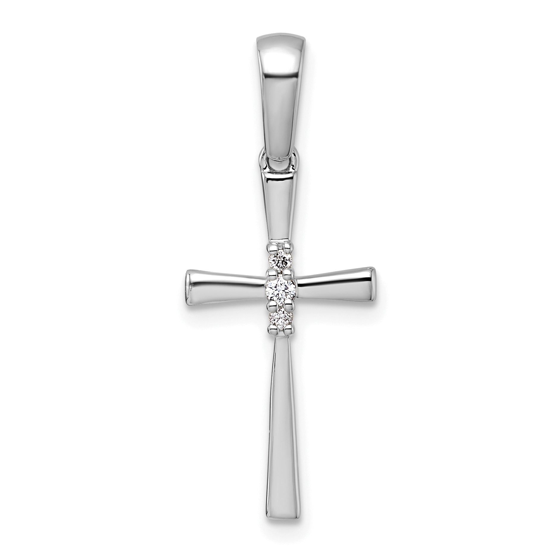 14k White Gold 1/20ct. Diamond Cross Pendant