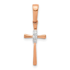 10k Rose Gold .03ct. Diamond Cross Pendant