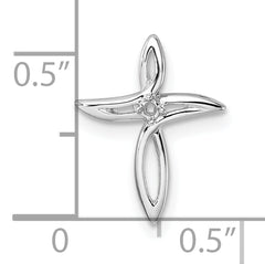 10K White Gold Cross Pendant Mounting (No Stone Included)