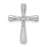14k White Gold Diamond Cross Chain Slide