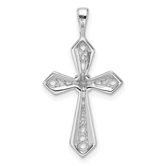 10K White Gold Cross Pendant Mounting (No Stone Included)