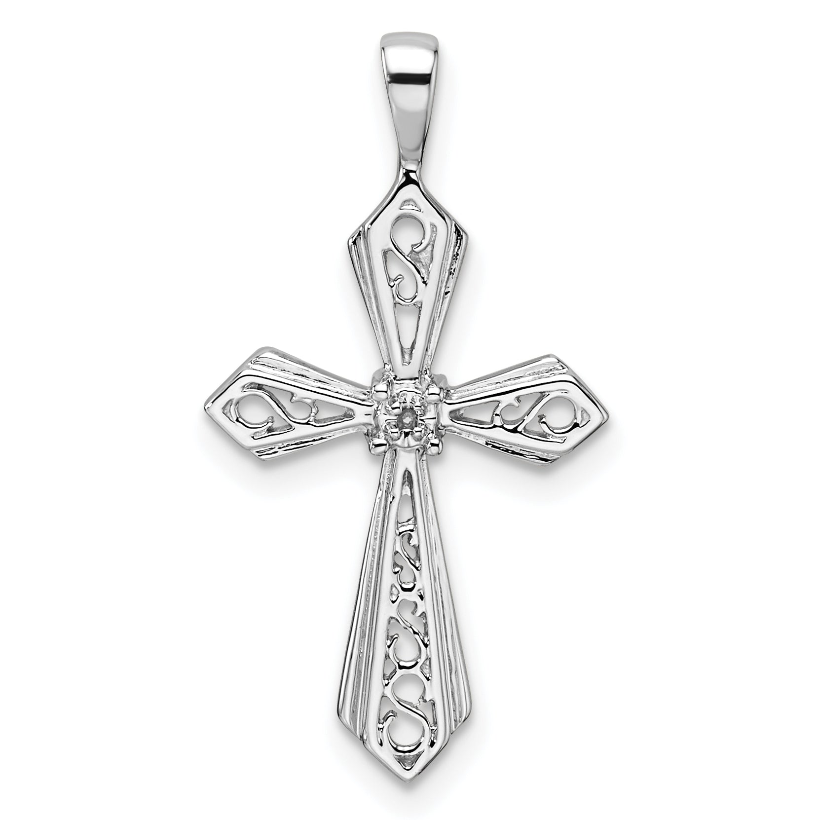 10K White Gold Cross Pendant Mounting (No Stone Included)