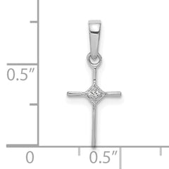 10K White Gold Small .01ct. Diamond Cross Pendant