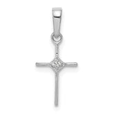 10K White Gold Small .01ct. Diamond Cross Pendant