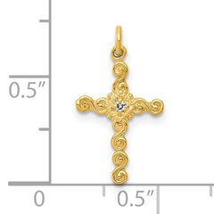 10K Small .01ct. Diamond Cross Charm