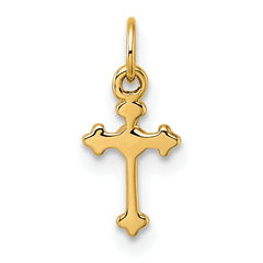 14k Small Diamond Budded Cross Pendant