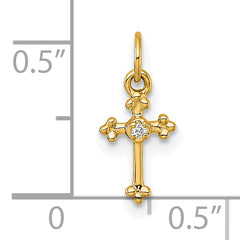 14k Small Diamond Budded Cross Pendant