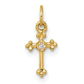 14k Small Diamond Budded Cross Pendant