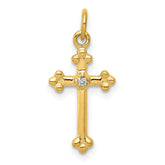 10K Small Diamond Budded Cross Pendant