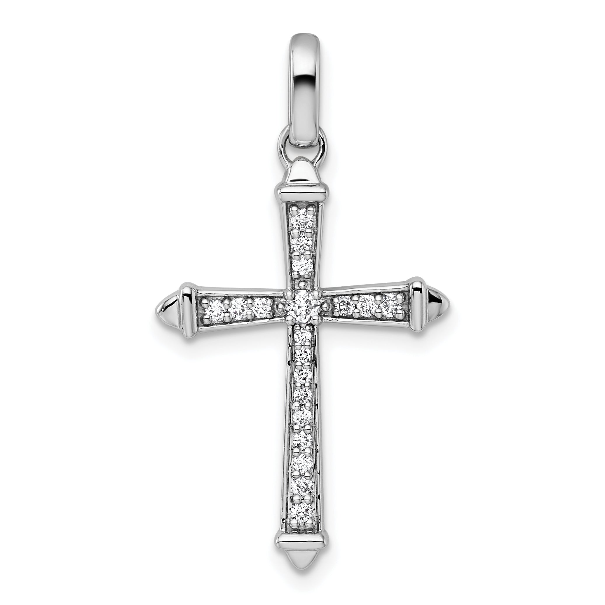 14k White Gold 1/5ct. Diamond Cross Pendant