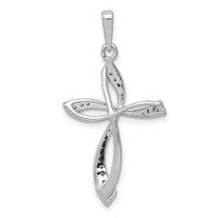 14k White Gold 1/15 carat Lab Grown Diamond VS/SI+ G+ Complete Cross Pendant