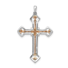 14k Two Tone Rose and White Gold 3/8 carat Lab Grown Diamond VS/SI+ G+ Complete Cross Pendant