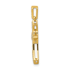 10K 1/6ct. Diamond Fleur de Lis Cross Pendant